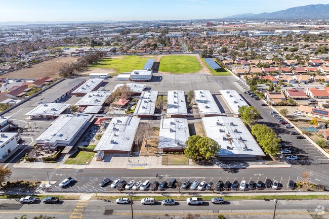 Sequoia Middle School presents an aerial view, showcasing its vibrant environment.