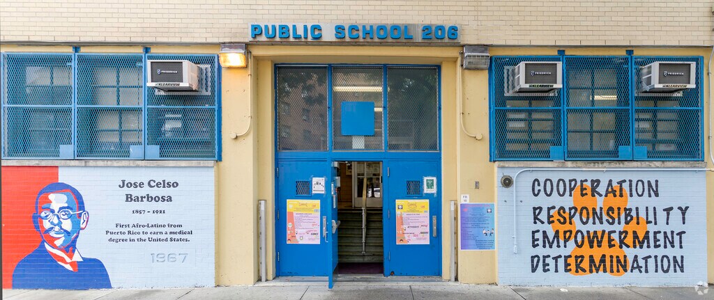 E. Harlem Ps Ms 206 Jose Celso Barbosa elementary and middle school serves grades 3 to 8.