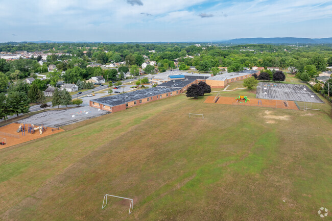 North Side Elementary School features large athletic fields for recreational activities.