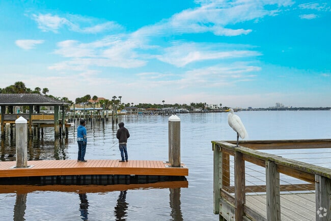 Fish or launch your watercraft off the docks at Riverfront Veterans Memorial Park.