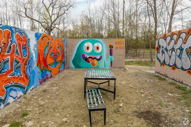 Humboldt Forest Public Park walls are built as a canvas for local graffiti artists in Core City.