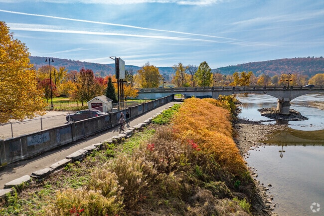 Binghamton is complemented by a park overlooking the two waterways that surround downtown.