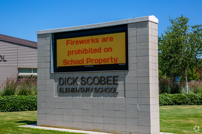 Dick Scobee Elementary School signage displays updates.
