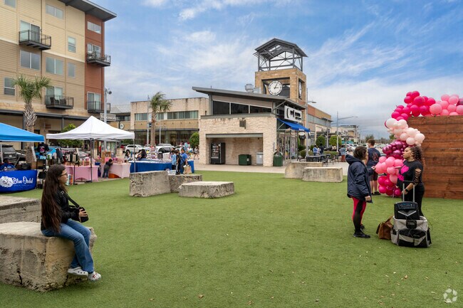 Exploring Pearland Town Center, Morningside Place residents indulge in outdoor shopping.