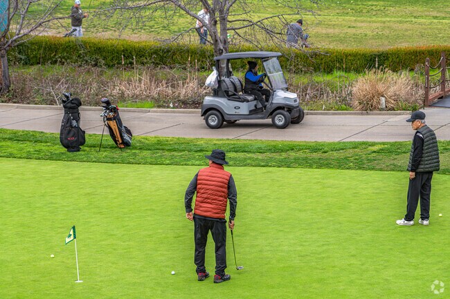 Golfers from Stanford Ranch come to nearby Whitney Oaks Golf Club to play a round.