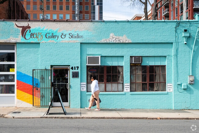 Many galleries are open for the The 3rd Friday Art Walk in downtown Durham, NC.