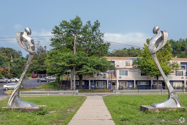 Statues overlooking Spring Valley, overseeing Spring Valley Memorial Park.