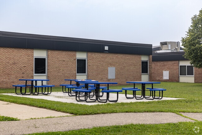 Hayes Elementary School's outdoor picnic tables in the city of Westland.