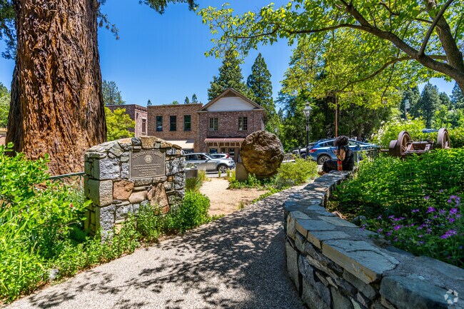 Calanan Park in Nevada City is decorated with mining relics.