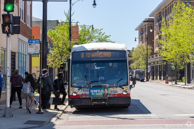 Catch the #8 CTA bus in Bridgeport to Waveland on the north side.