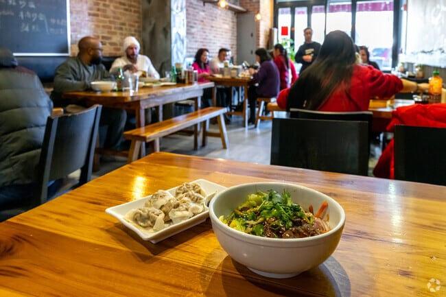 Try the delicious hand-pull beef noodles and dumplings at Lanzhou Ramen found in Two Bridges.