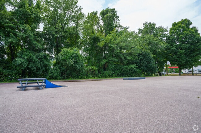 Kids can enjoy a small skate park and basketball court outside Newfound Memorial Middle School.