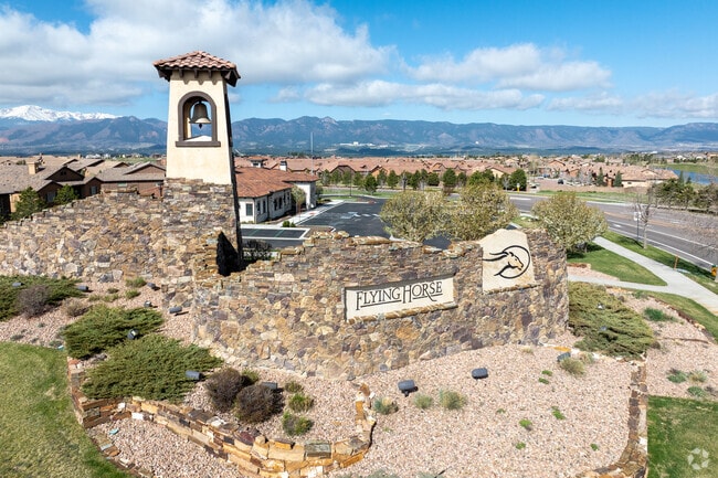 The Flying Horse Ranch neighborhood has several gated communities with views of the mountains.