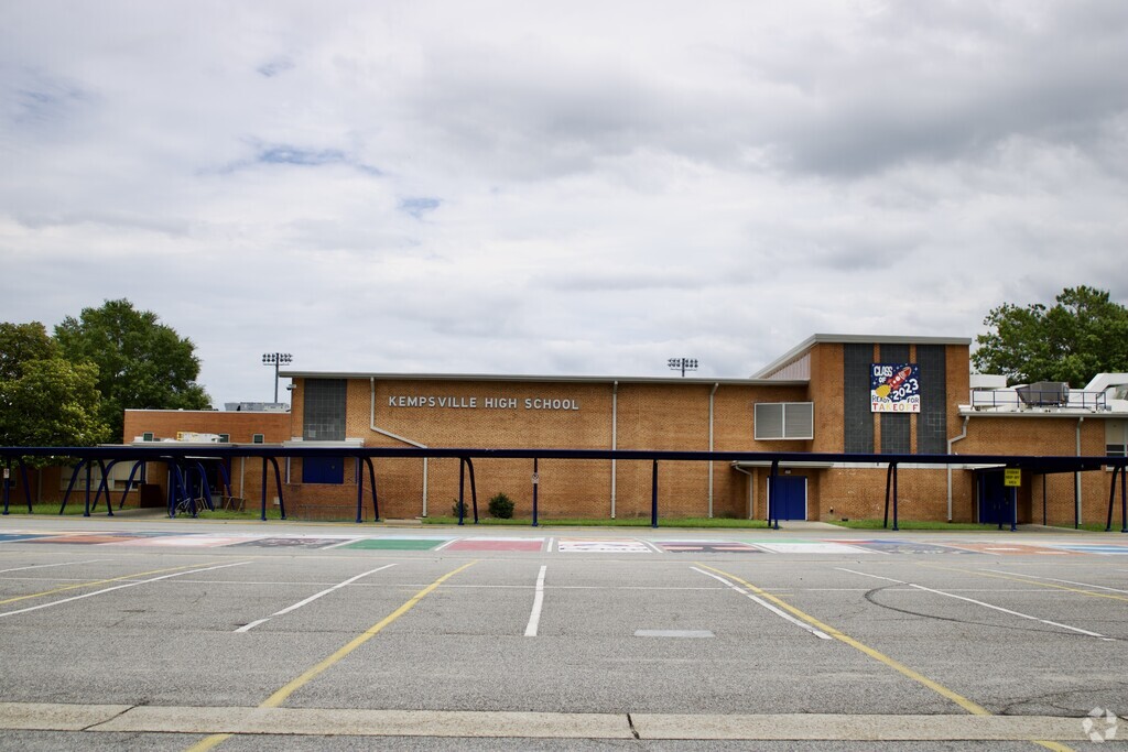 Main entrance to Kempsville High School in Kempsville, Virginia Beach VA