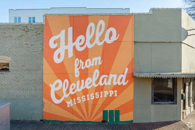 This colorful mural adorns the wall of one of the many local businesses in the historic downtown district of Cleveland.