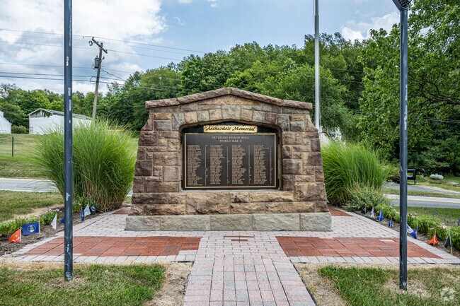 A World War II Memorial stands in honor of Arthurdale residents who served in the war.