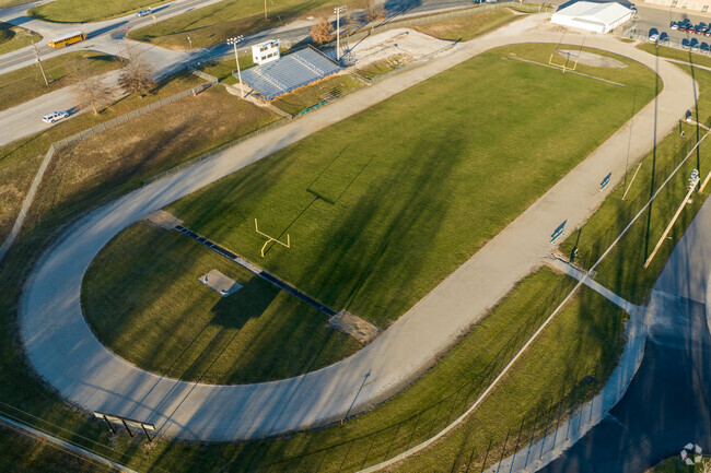 Claude Brown Elementary School shares a large track and field with two neighboring schools.