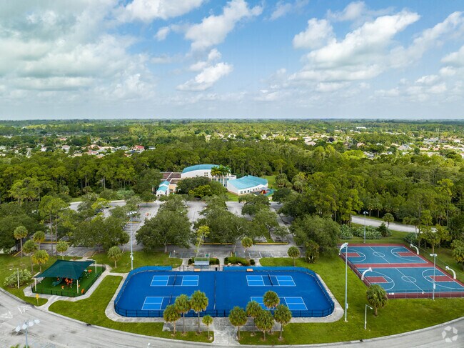 Preservation Park features a skate park, playgrounds, and athletic courts.