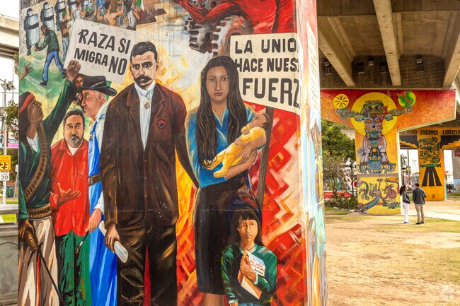 Detail shots of murals in Chicano Park near Logan Heights.