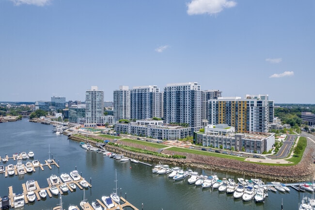 Harbor Point in Stamford is full of high-end residential buildings along the waterfront.