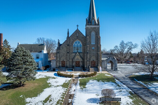 Holy Trinity Roman Catholic Church is a gothic structure built in the 19th century in Church.