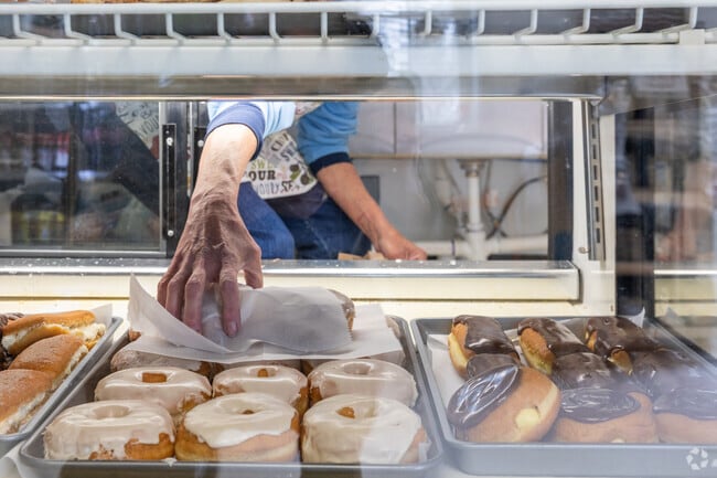 Enjoy a delectable donut from the Green Village Bakery just outside of Leeds.