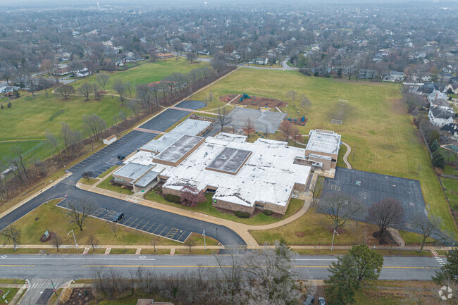 Aerial view of Prairie Elementary School.