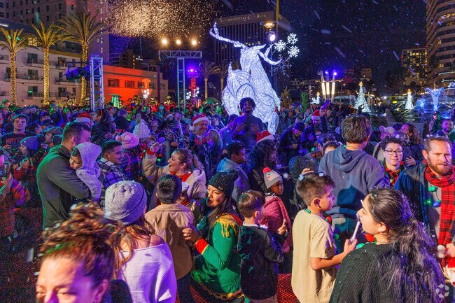 Seasonal magic at the Terrace Theater Plaza in Long Beach.