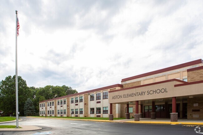 A wide shot for Aston Elementary School.