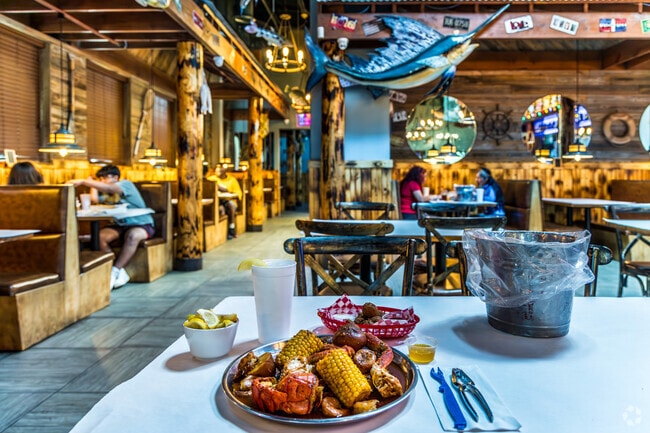 Enjoy dinner out with a friend at 
The Mighty Crab in Oak Forest.