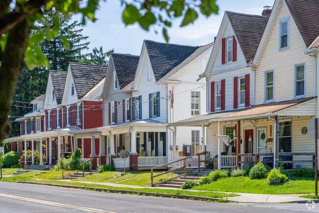 Colorful and sturdy rowhomes are located closer to Bridge Street in New Cumberland.