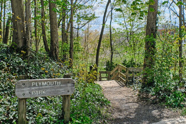 Plymouth Park is split into Northwest and Southeast sides by Plymouth Rd in Northside.