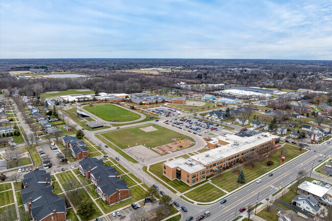 Reid Elementary School sits in a neighborhood setting in the town of Davison.