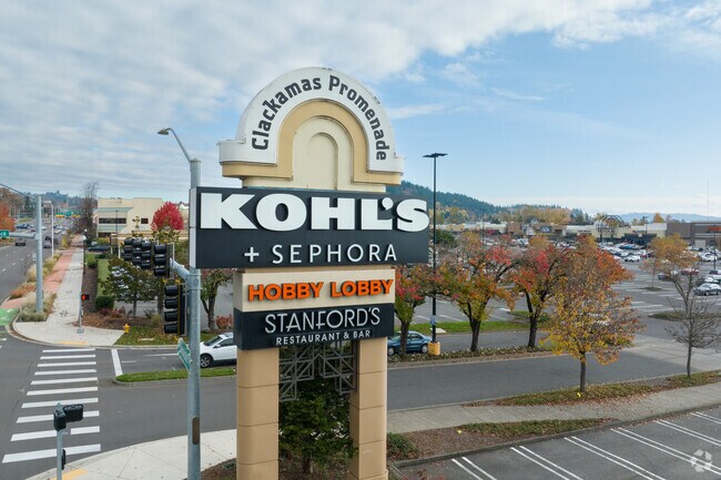 Shop a variety of big brands at the Clackamas Promenade on SE Sunnyside Road north of Oatfield.
