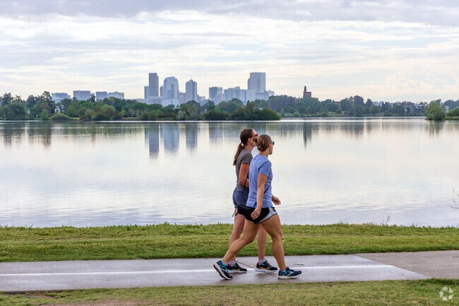Sloan Lake Park is a 3-mile drive south where joggers and bikers share a paved trail.