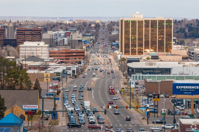 Cory-Merrill runs up against Colorado Blvd, which is full of conveniences like Target.