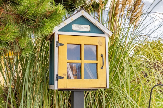 A small library promotes book sharing in Mountain View Meadows-Orchards.