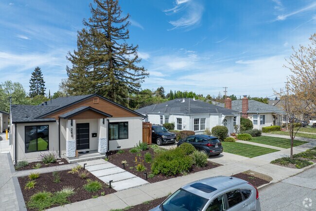 A contemporary minimalist house sits beside original midcentury cottages in Ventura.