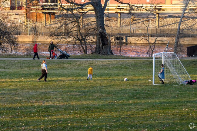 Kids practice their soccer skills in Moores Park.