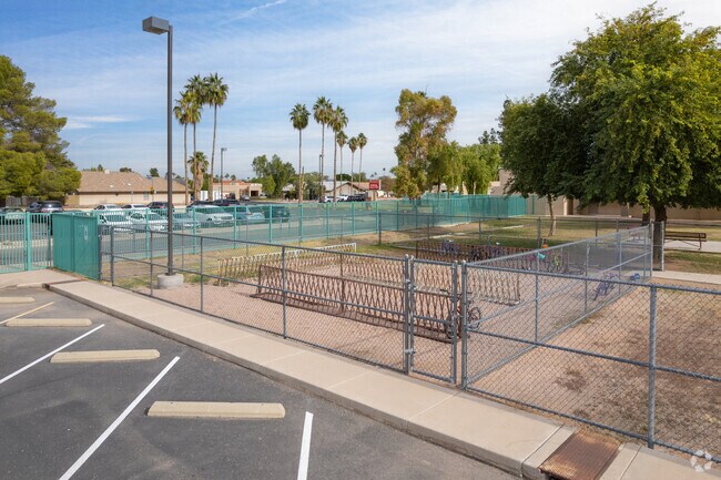 MacArthur Elementary School in Mesa includes a secure bike parking area.