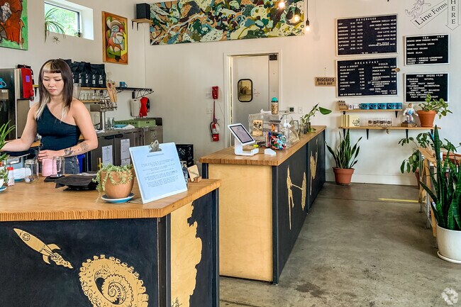 Grab something to drink at Oddly Correct Coffee Bar just outside Ivanhoe Southwest.