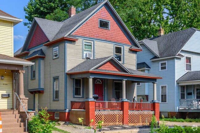 A gablefront home on Old Orchard sits within Kalamazoo's Central Business District.