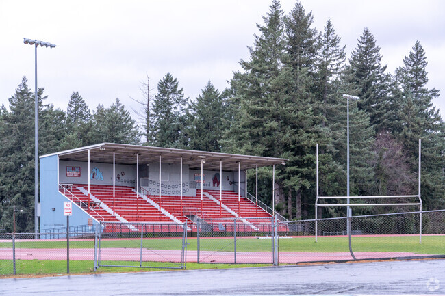 Stevenson High School football stadium sits behind the campus.