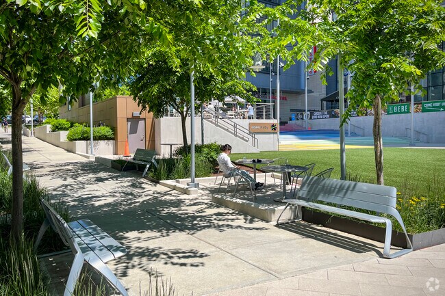 Boro Park is a comfortable place to sit and enjoy a beautiful day in Tysons Corner.