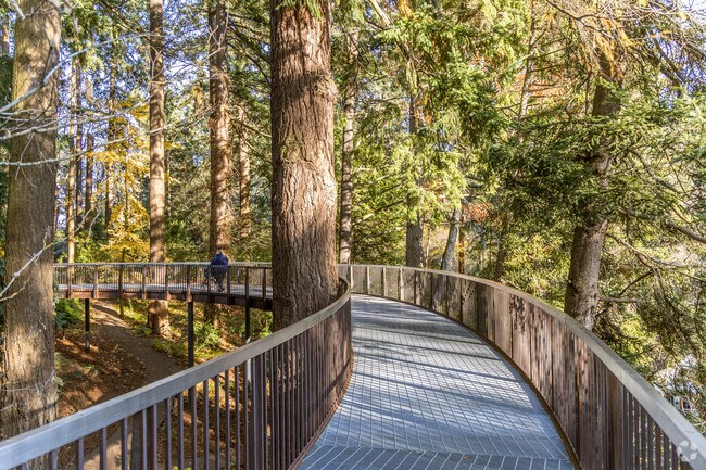 A resident of Pleasant Valley enjoys the Leach Gardens.