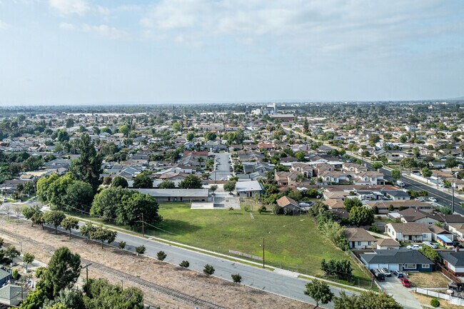An aerial view of the athletic fields at Adventist Union School in Bellflower.