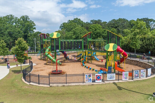 Elizabeth Porter Park boasts a colorful playground that kids go to in the afternoons.
