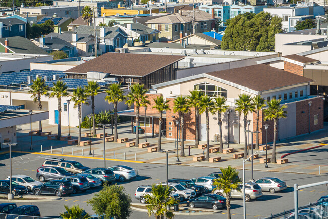 Palm trees skirt the buildings at Jefferson High.