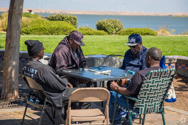 Marina Park locals meet at the Marina for games and camaraderie.