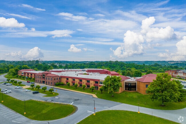An aerial view over Garnet Valley Middle School.